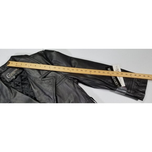 Colebrook & Co. Black Leather Lined Trench Coat Women's L Biker Goth Western - Picture 9 of 16
